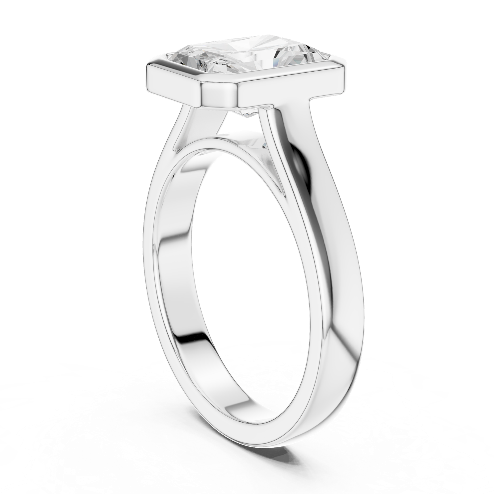 Gold Jewelry L36-3, Radiant center stone, White Gold, view 1