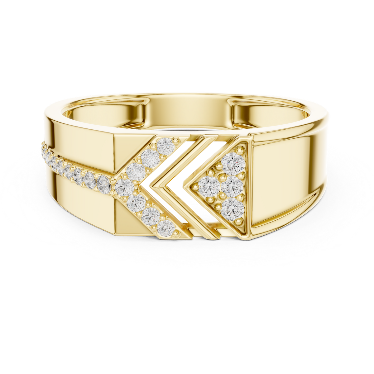 14K Solid Gold Lab Diamond Signet Ring, Yellow Gold