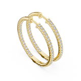 14K Solid Gold Lab Diamond Huggie Earrings, Yellow Gold, view 2