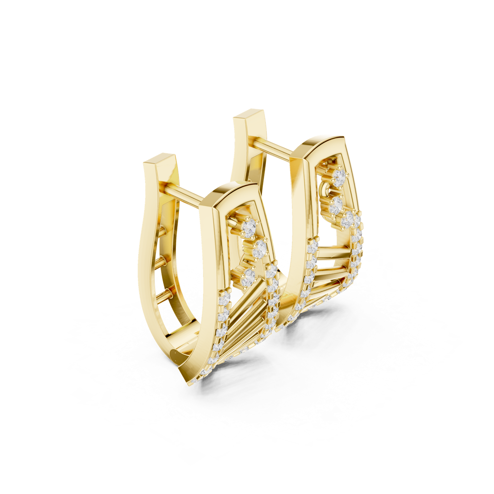14K Solid Gold Lab Diamond Cluster Earrings, Yellow Gold, view 1