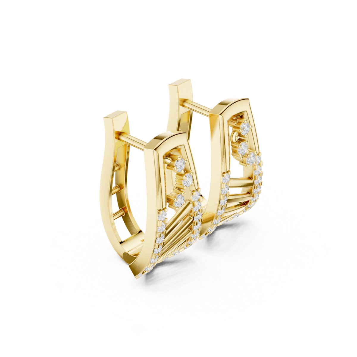 14K Solid Gold Lab Diamond Cluster Earrings, Yellow Gold, view 1