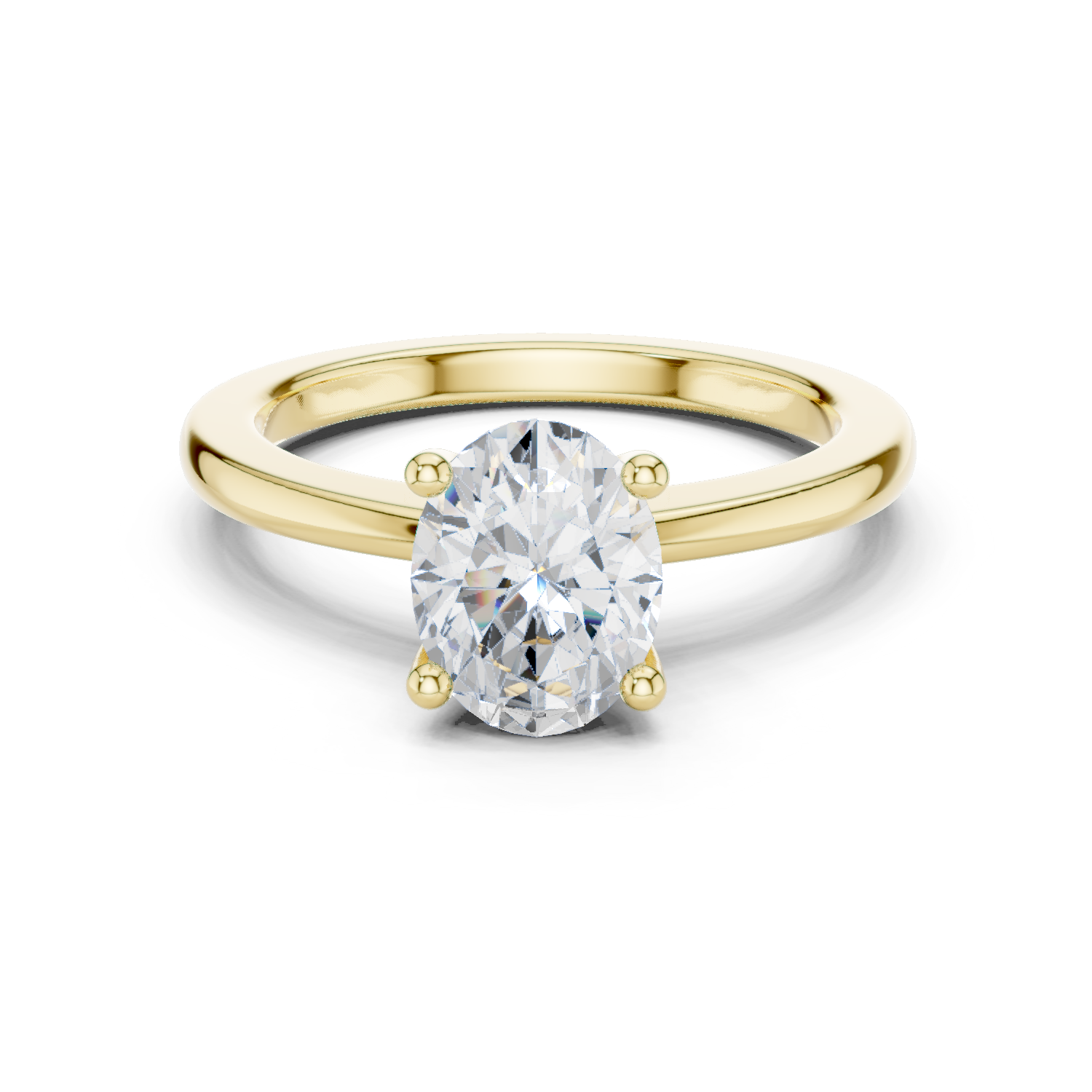 Gold Ring DDLR-032, Oval center stone, Yellow Gold