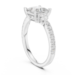Gold Ring DDLR-037, Princess center stone, White Gold, view 1