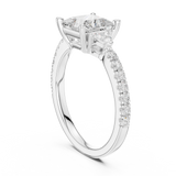 Gold Ring DDLR-037, Princess center stone, White Gold, view 1