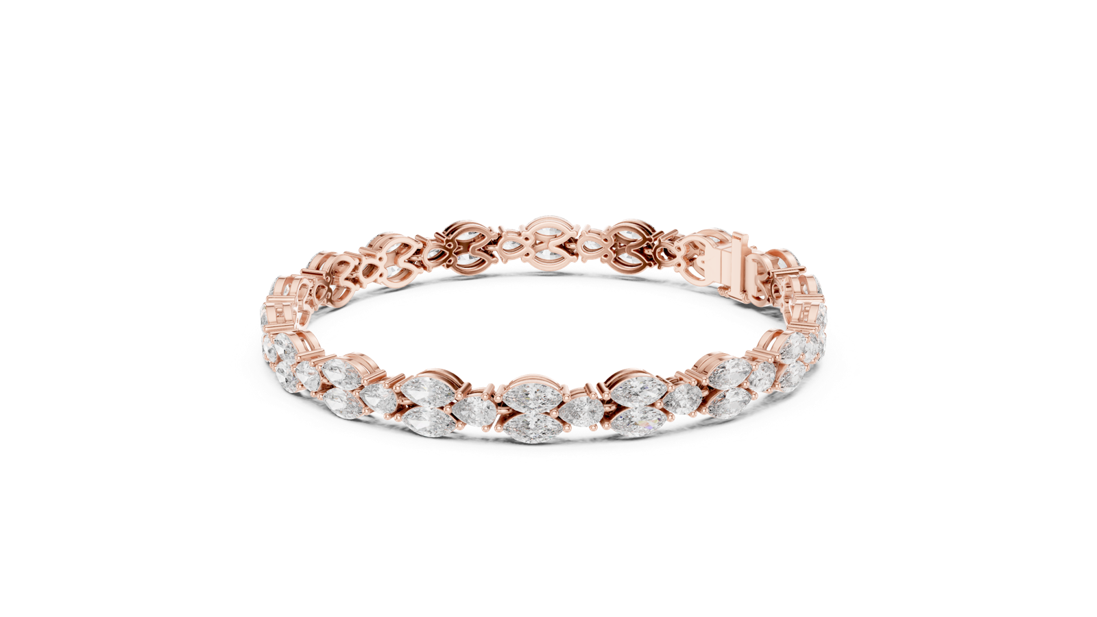 14K Solid Gold Lab Diamond Bracelet, Rose Gold, view 1