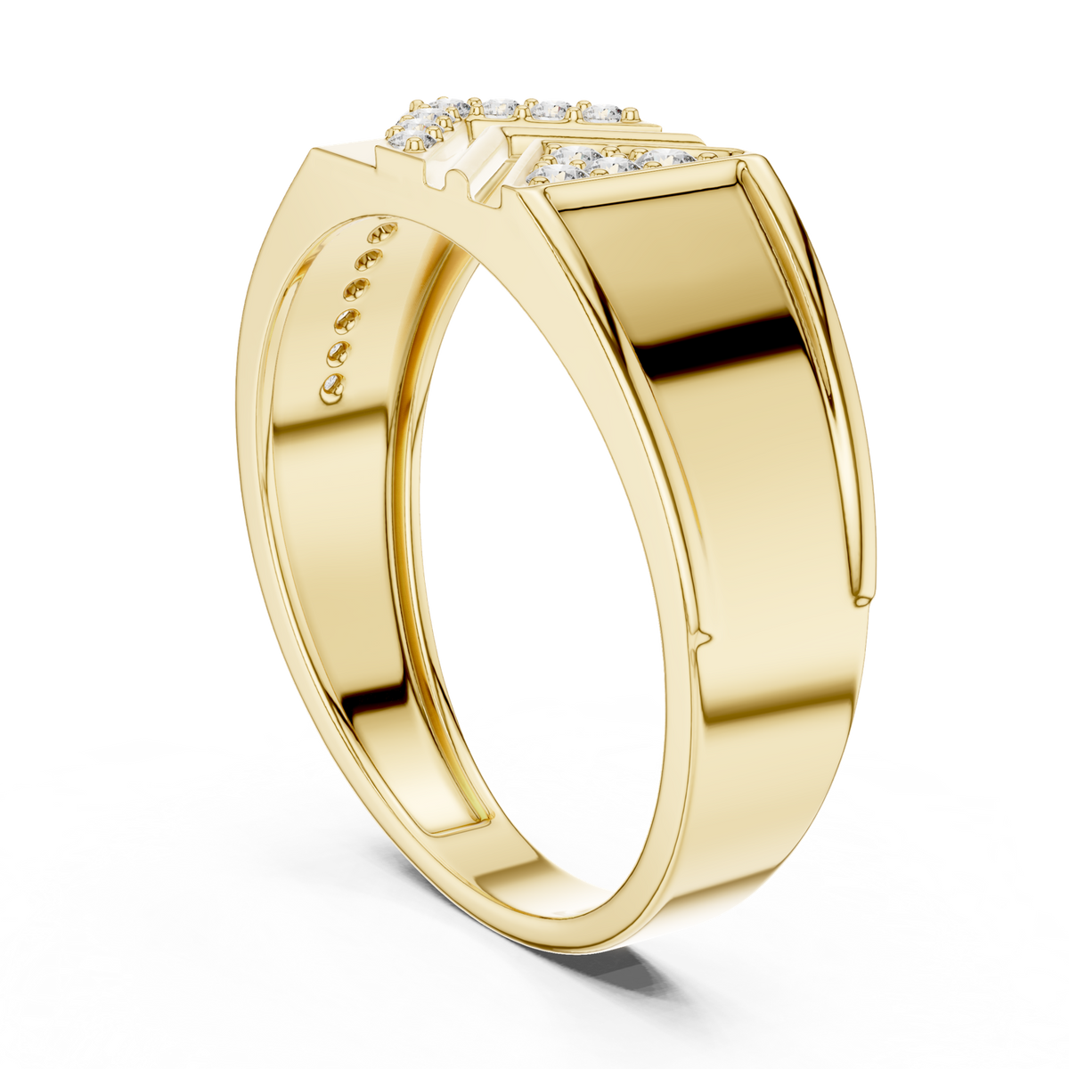 14K Solid Gold Lab Diamond Signet Ring, Yellow Gold, view 1