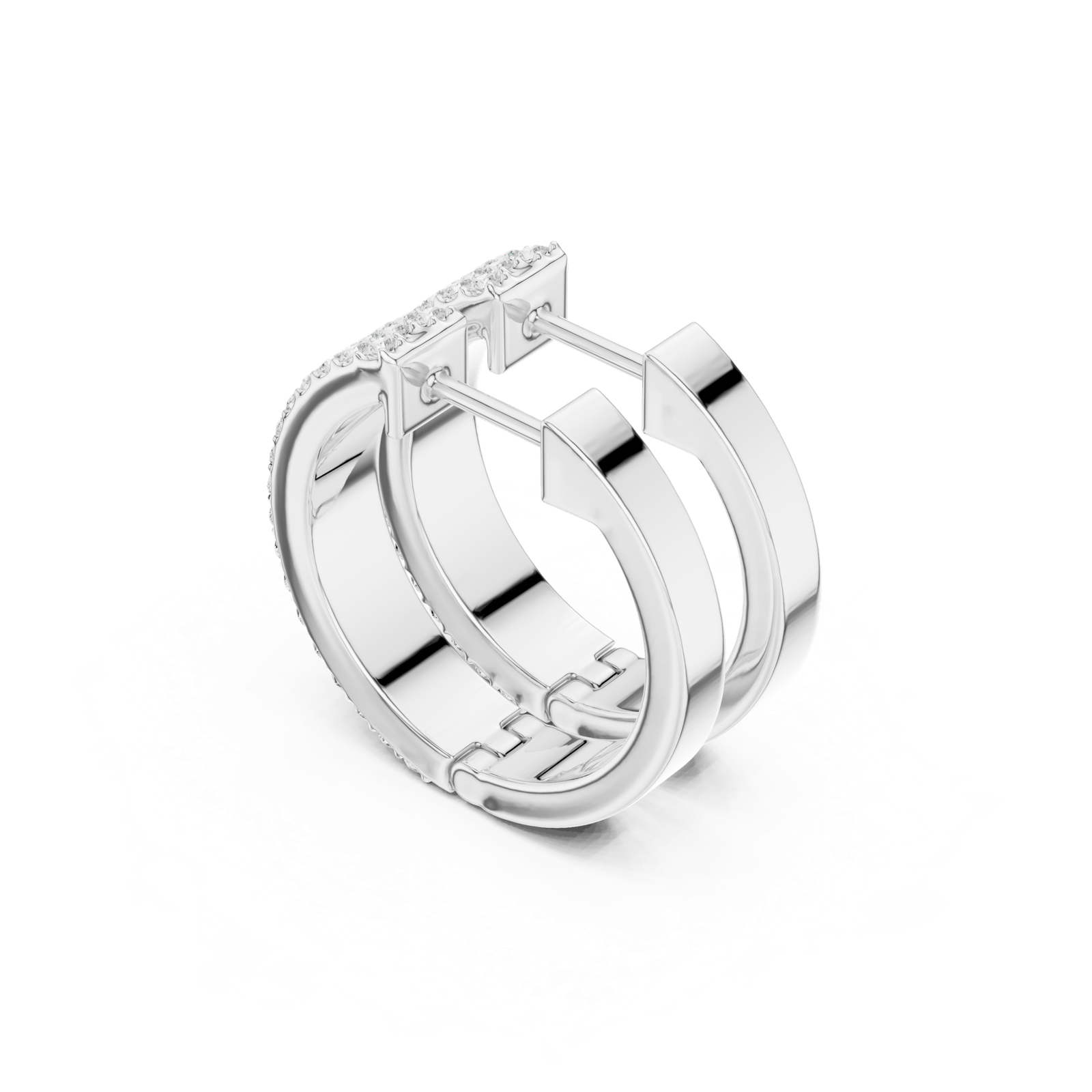 Gold Earrings SBER(33), White Gold, view 2