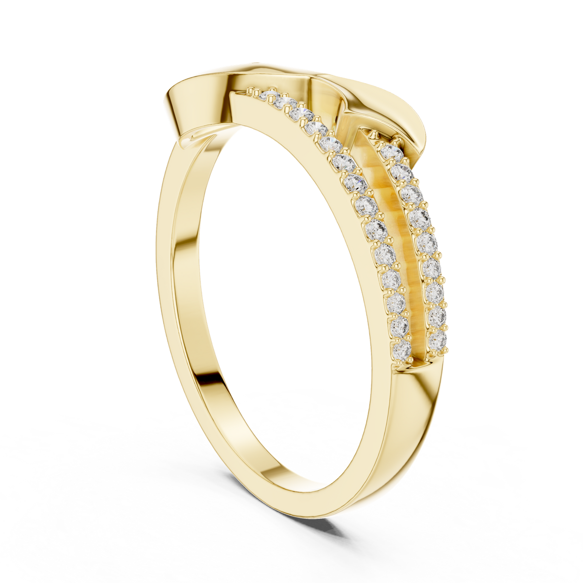 14K Solid Gold Lab Diamond Twist Ring, Yellow Gold, view 1