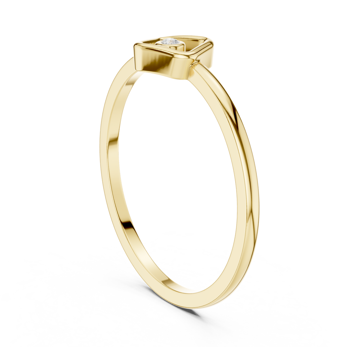 14K Solid Gold Lab Diamond Signet Ring, Yellow Gold, view 1