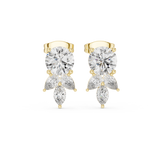 14K Solid Gold Lab Diamond Drop Earrings, Yellow Gold