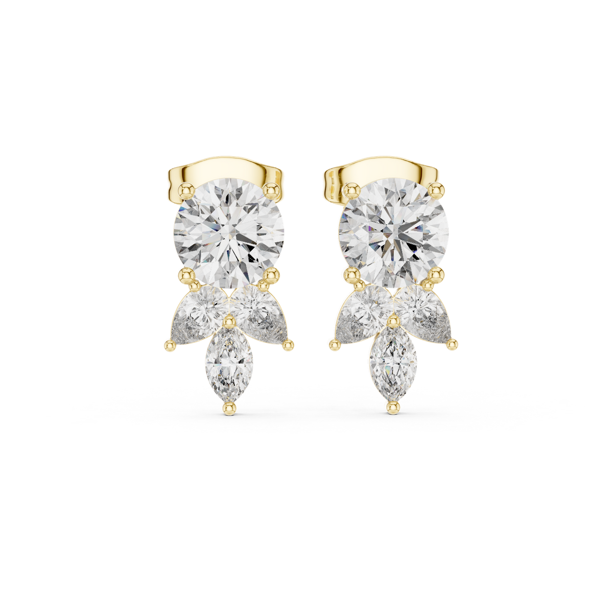 14K Solid Gold Lab Diamond Drop Earrings, Yellow Gold