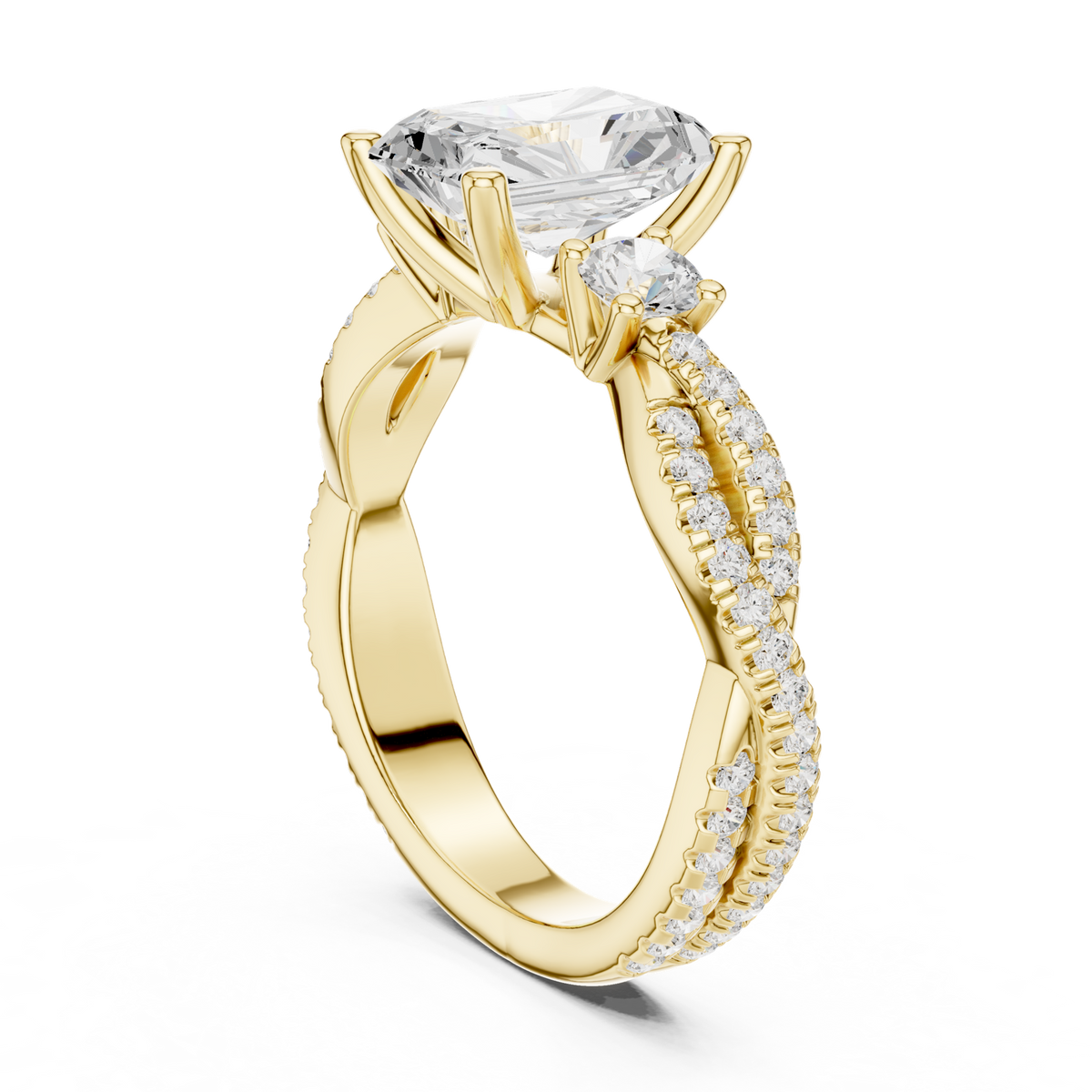 14K Solid Gold Lab Diamond Solitaire Ring, Yellow Gold, view 1