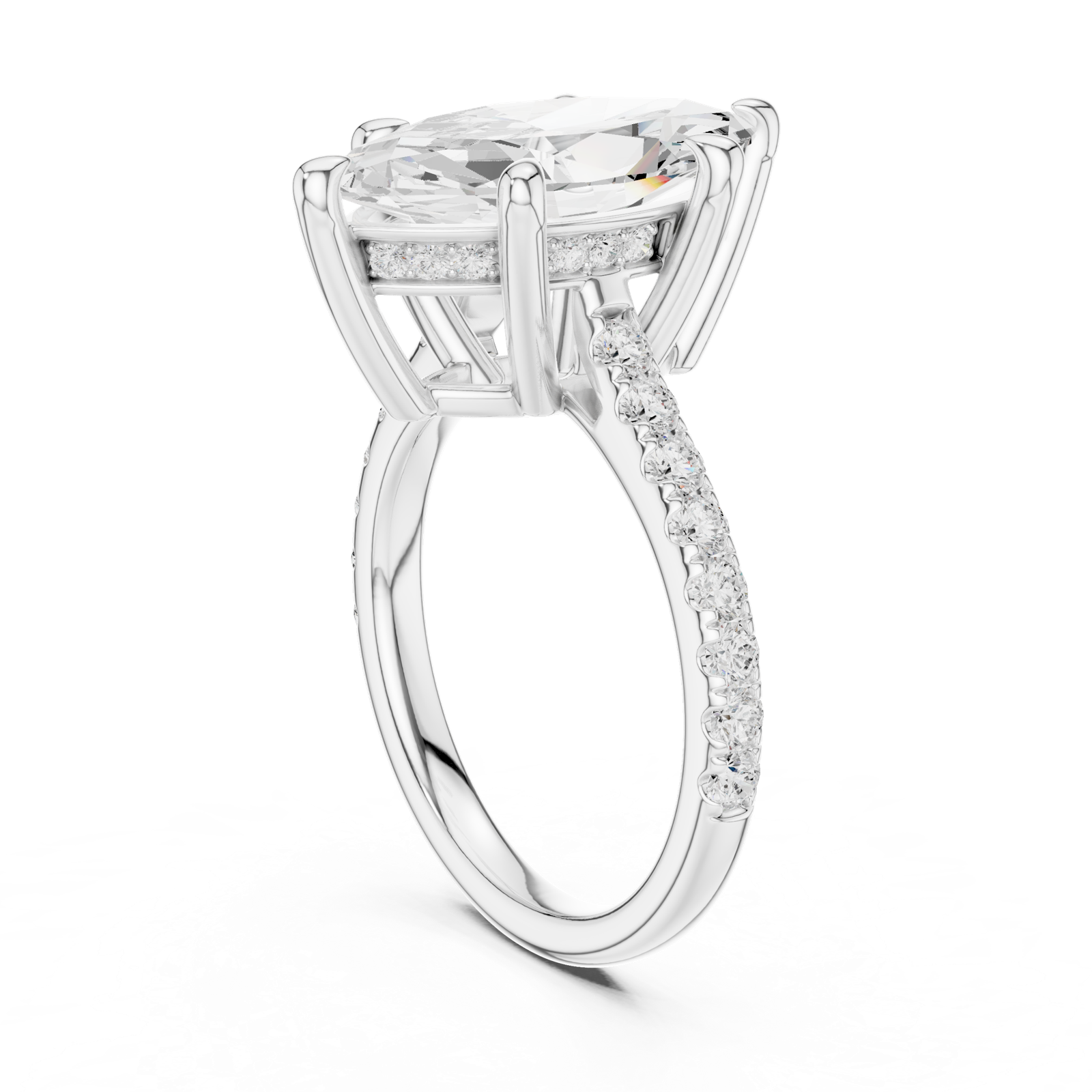 Gold Ring DDLR-250, Marquise center stone, White Gold, view 1
