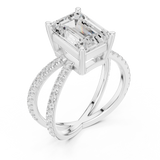 Gold Jewelry, Emerald center stone, White Gold, view 2