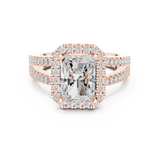 Gold Ring DDLR-350, Radiant center stone, Rose Gold, view 4