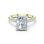 Gold Ring DDLR-258, Radiant center stone, Yellow Gold