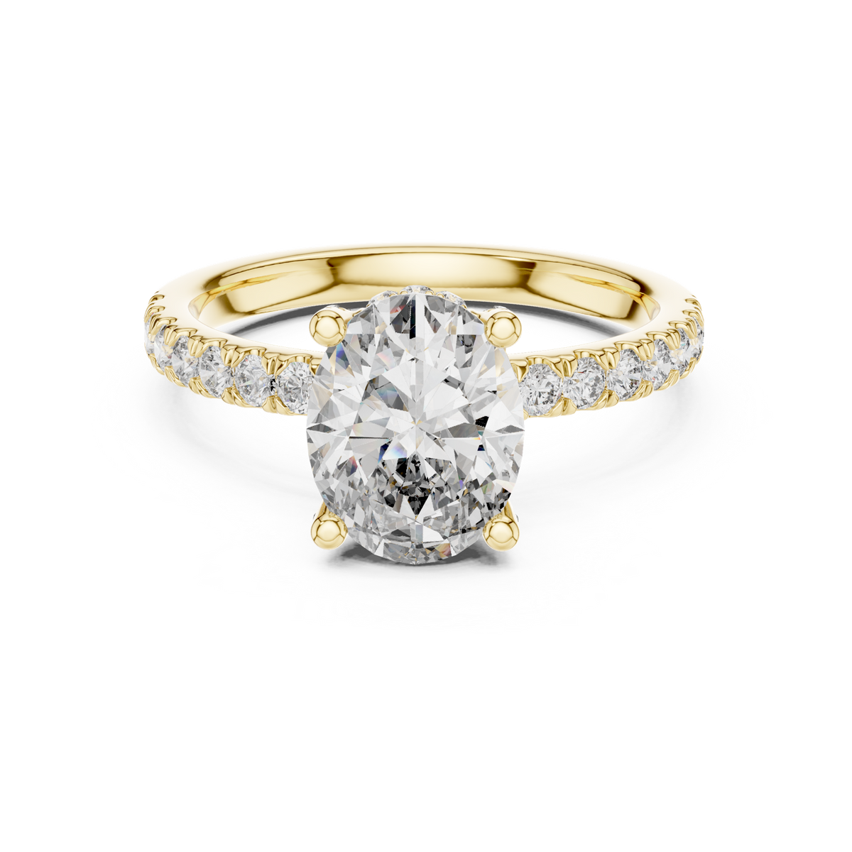 14K Solid Gold Lab Diamond Solitaire Ring, Yellow Gold