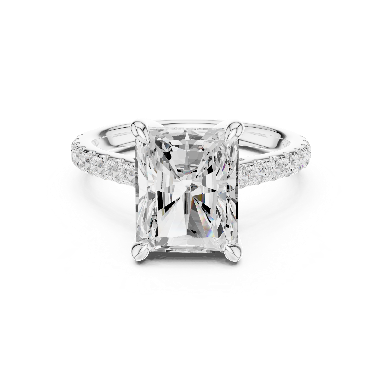 Gold Ring DDLR-250, Radiant center stone, White Gold, view 4