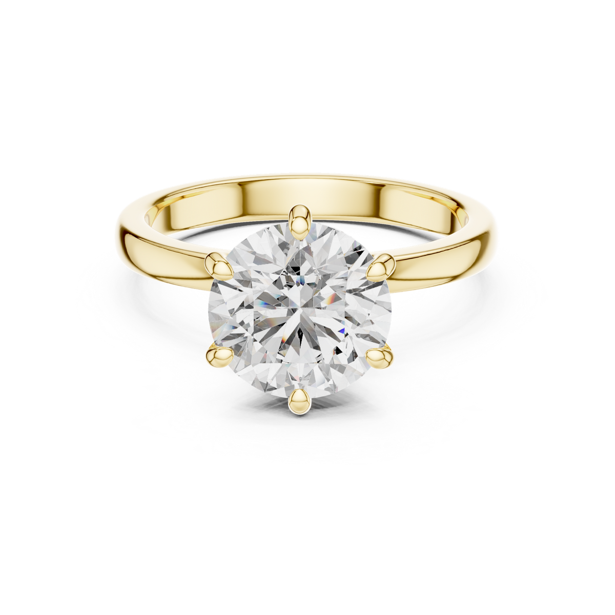 14K Solid Gold Lab Diamond Solitaire Ring, Yellow Gold