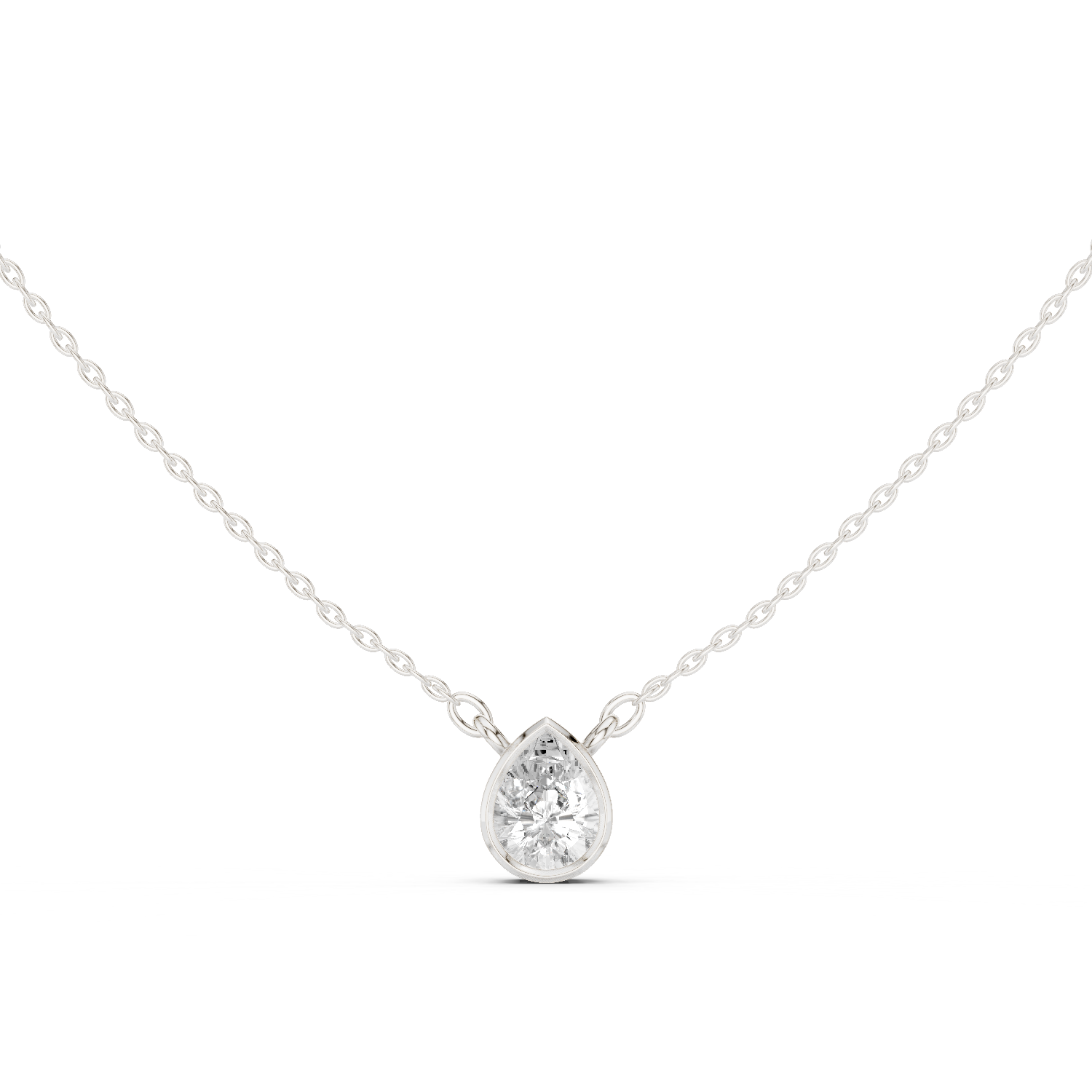 Gold Jewelry DDPS-001, Pear center stone, White Gold