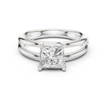 Gold Jewelry L36-9, Princess center stone, White Gold