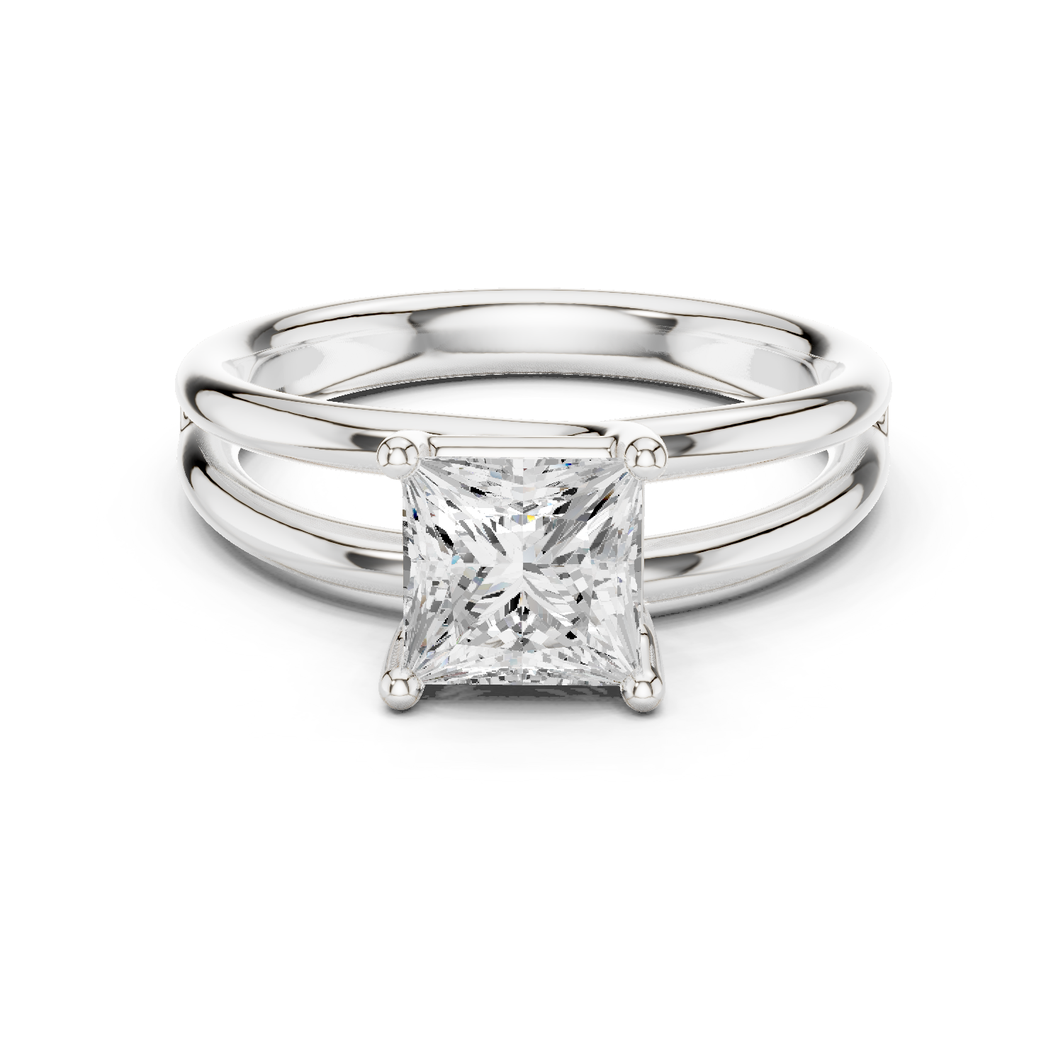 Gold Jewelry L36-9, Princess center stone, White Gold