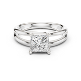 Gold Jewelry L36-9, Princess center stone, White Gold