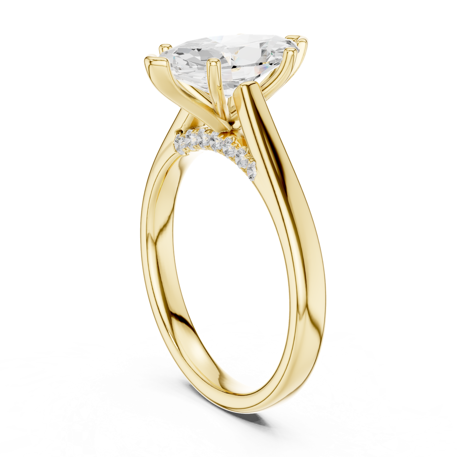Gold Jewelry, Marquise center stone, Yellow Gold, view 1