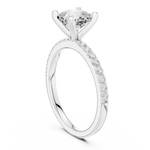 Gold Ring DDLR-040, Cushion center stone, White Gold, view 1