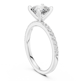 Gold Ring DDLR-040, Cushion center stone, White Gold, view 1