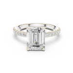 Gold Ring DDLR-161, Emerald center stone, White Gold