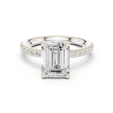 Gold Ring DDLR-161, Emerald center stone, White Gold