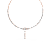 14K Solid Gold Lab Diamond Tennis Necklace, Rose Gold, view 2