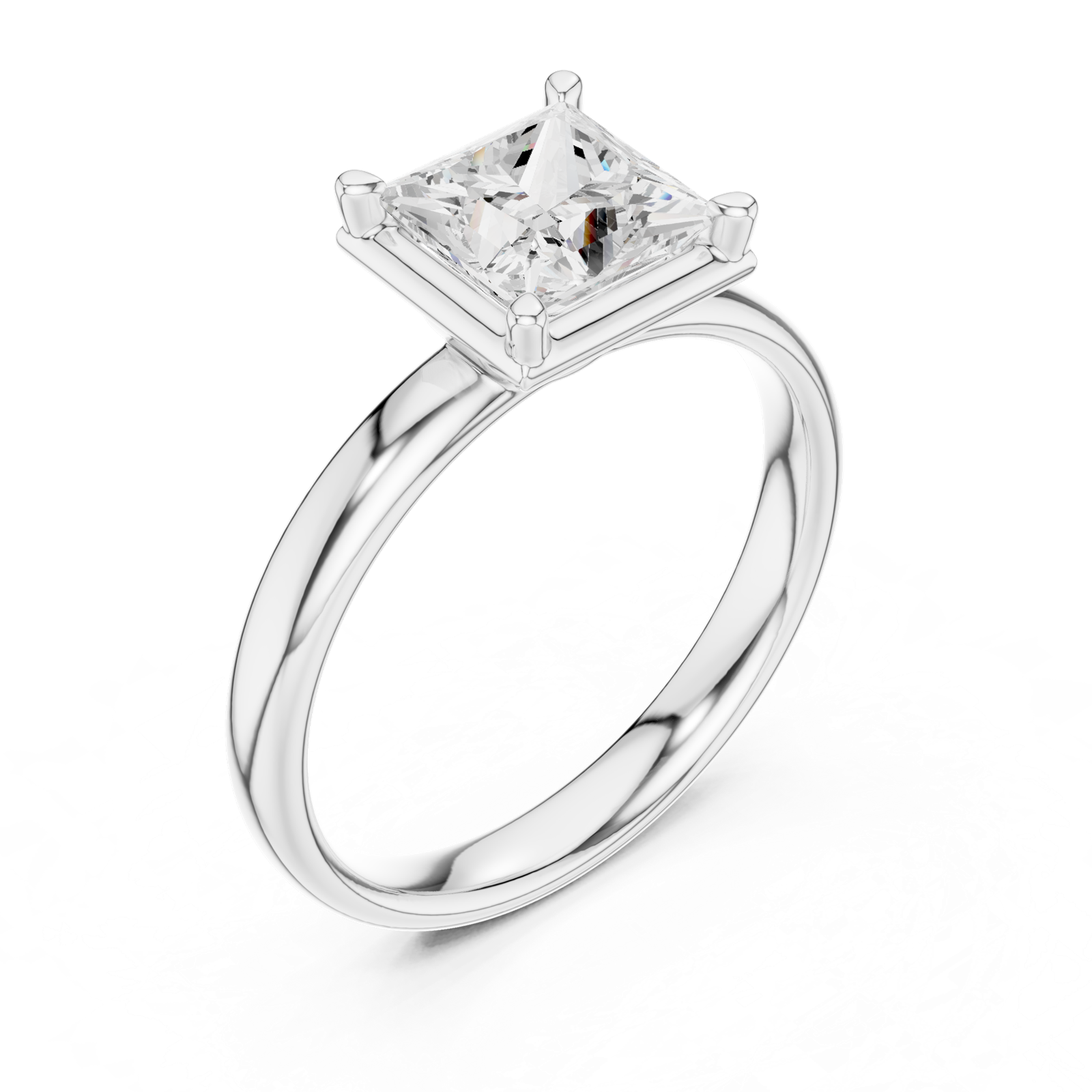Gold Jewelry L36-10, Princess center stone, White Gold, view 2