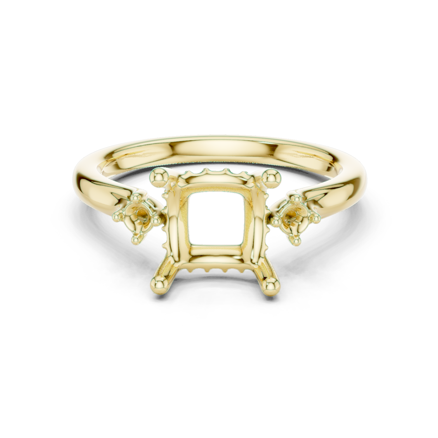 Gold Ring DDLR-164, Princess center stone, Yellow Gold