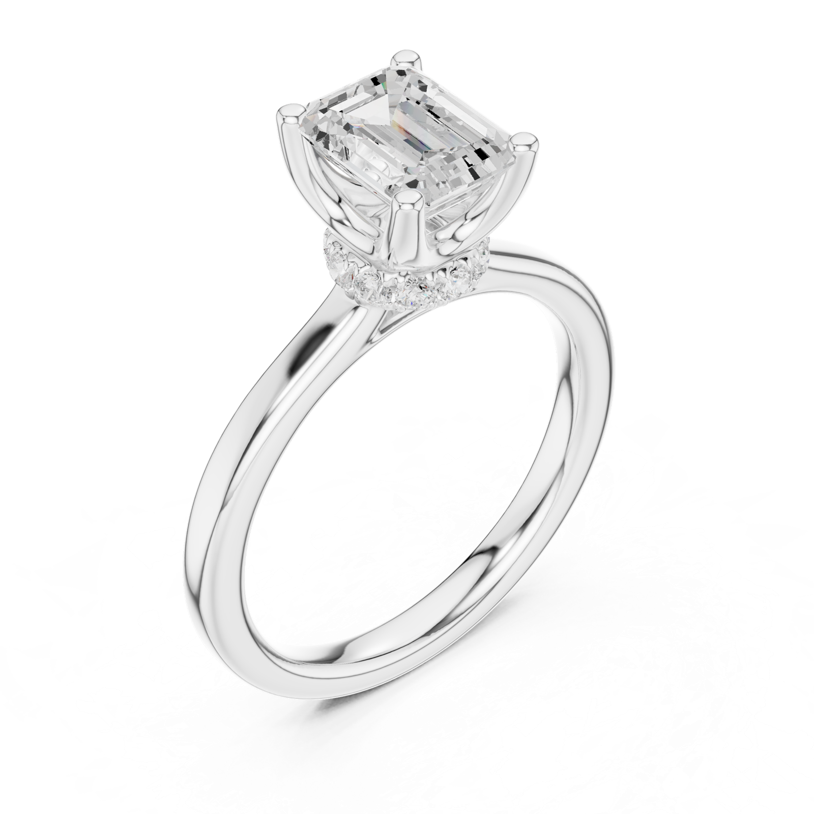 Gold Ring DDLR-176, Emerald center stone, White Gold, view 2