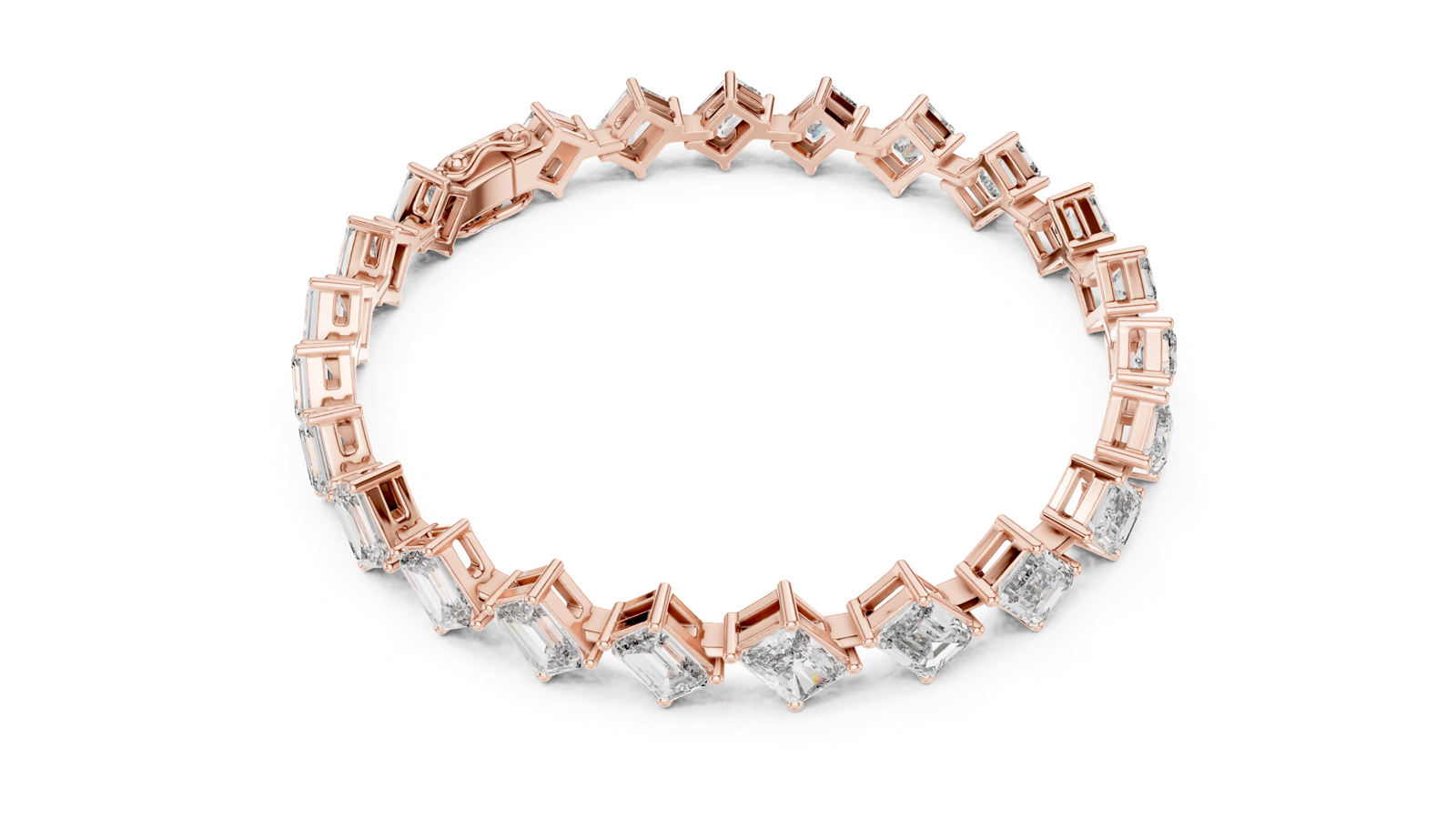 14K Solid Gold Lab Diamond Bracelet, Rose Gold, view 2