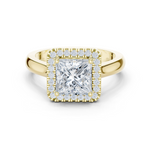 Gold Ring DDLR-338, Princess center stone, Yellow Gold