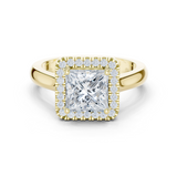 Gold Ring DDLR-338, Princess center stone, Yellow Gold