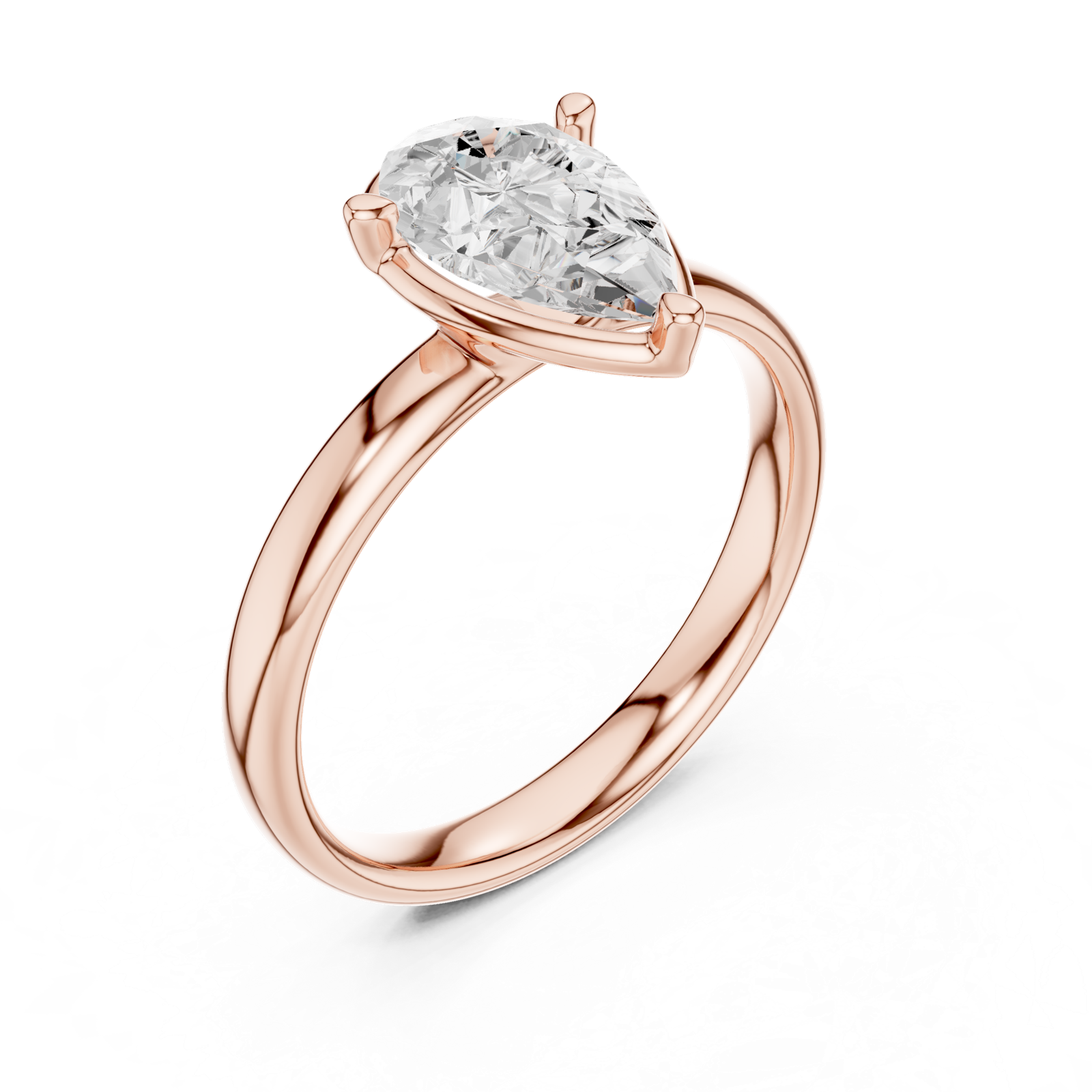 Gold Jewelry L36-10, Pear center stone, Rose Gold, view 2