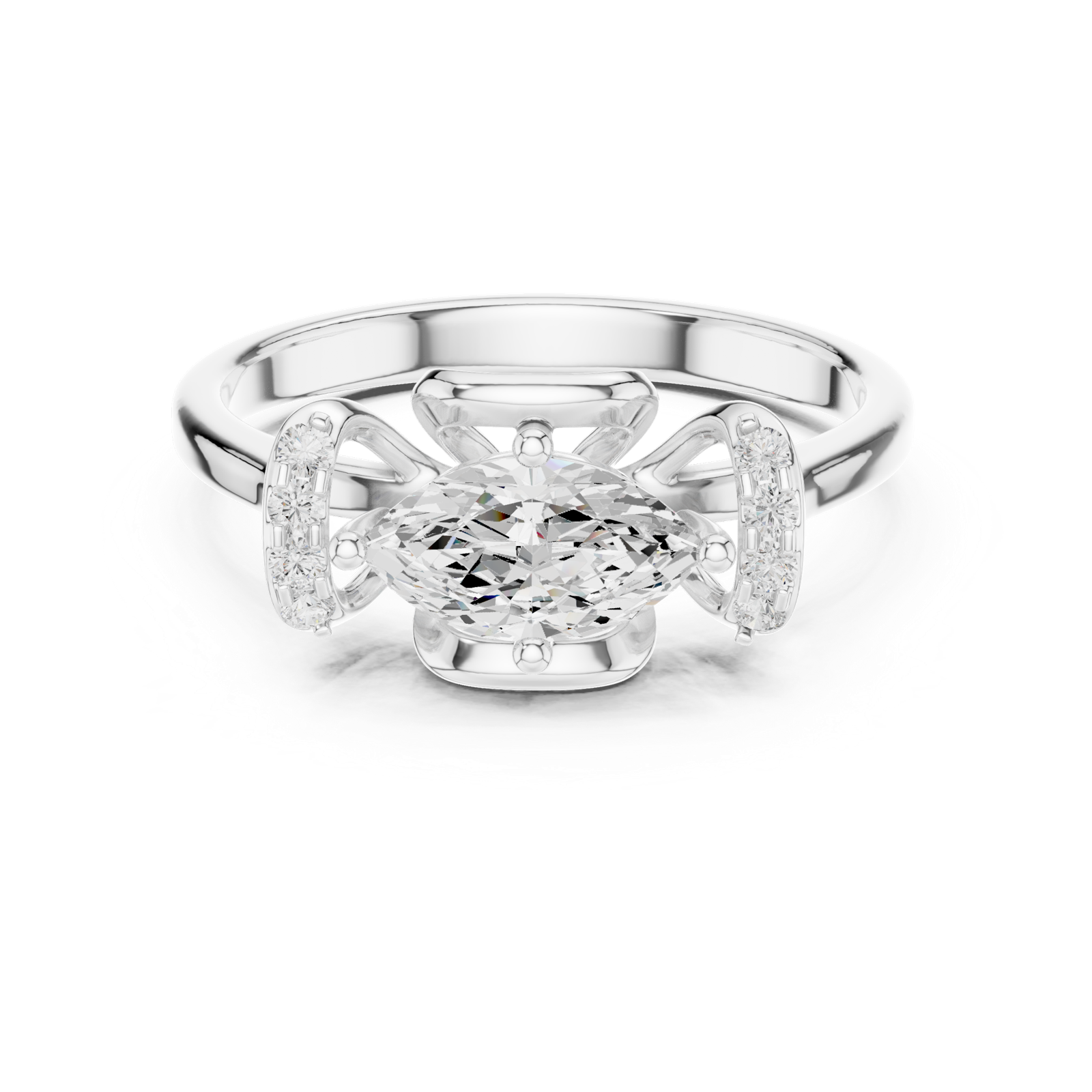 Gold Ring DDLR-509, White Gold, view 4