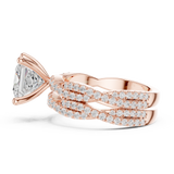 Gold Ring DDLR-300, Princess center stone, Rose Gold, view 3