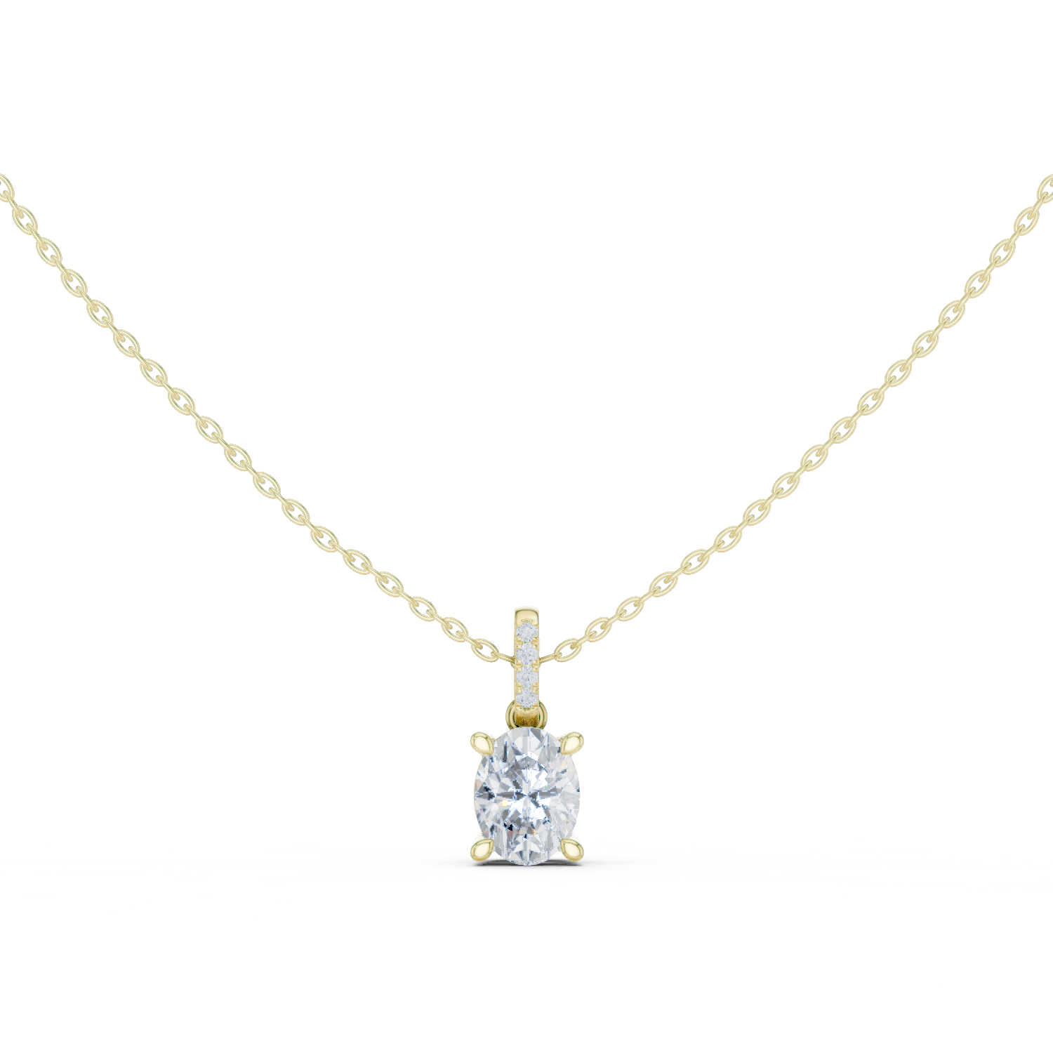 Gold Jewelry DDPO-009, Oval center stone, Yellow Gold