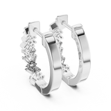 14K Solid Gold Lab Diamond Huggie Earrings, White Gold, view 3