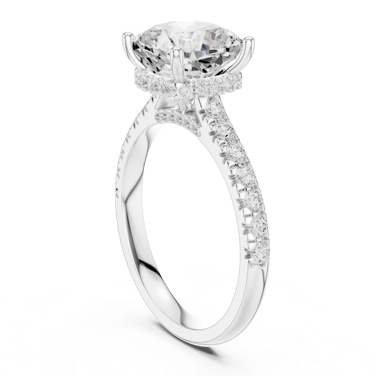 14K Solid Gold Lab Diamond Solitaire Ring, White Gold, view 1