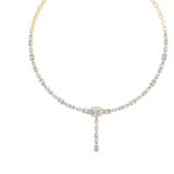 14K Solid Gold Lab Diamond Tennis Necklace, Yellow Gold, view 2