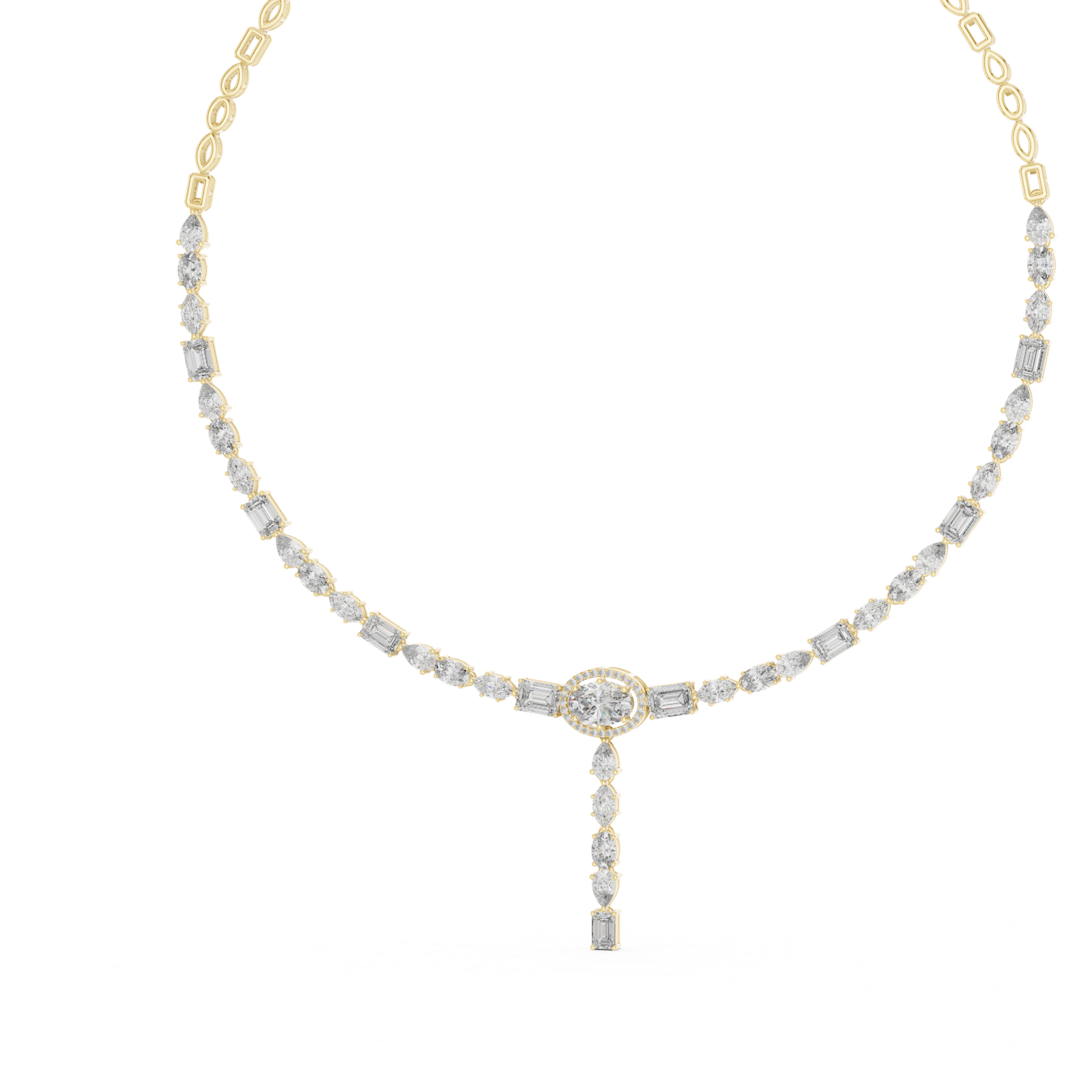 14K Solid Gold Lab Diamond Tennis Necklace, Yellow Gold, view 2