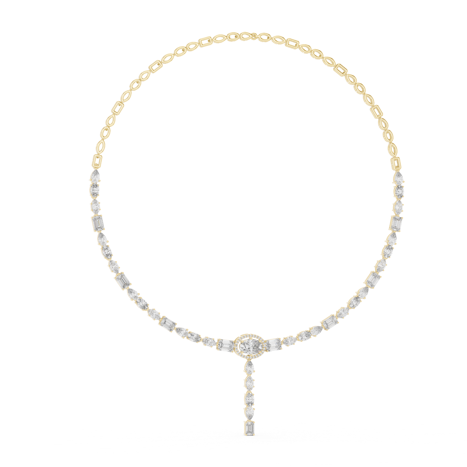 14K Solid Gold Lab Diamond Tennis Necklace, Yellow Gold, view 1