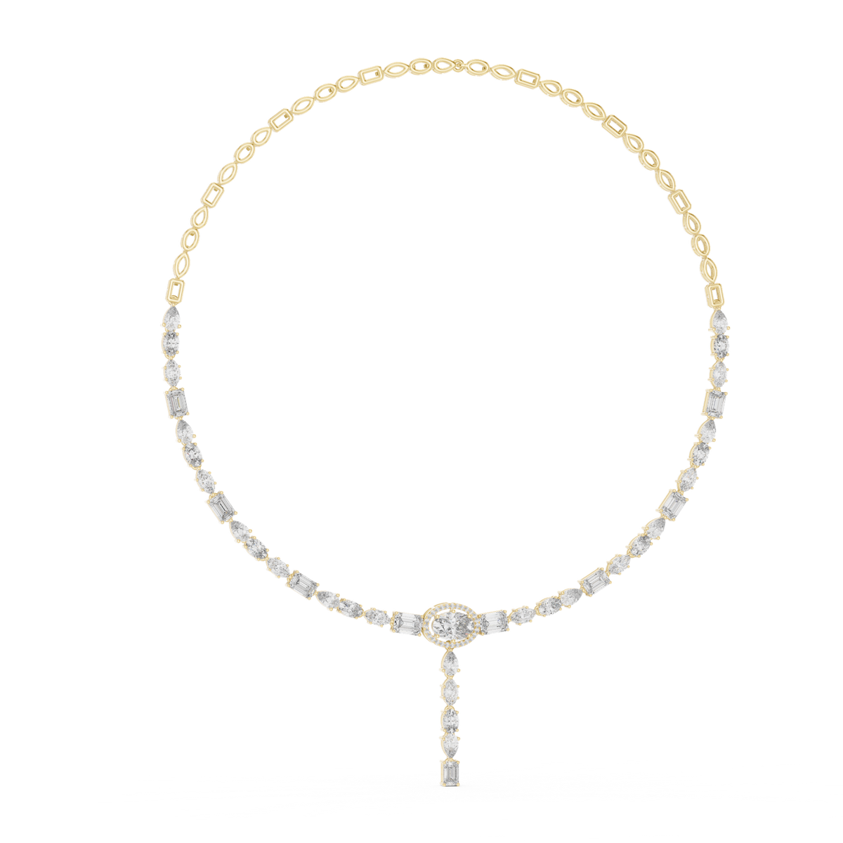 14K Solid Gold Lab Diamond Tennis Necklace, Yellow Gold, view 1