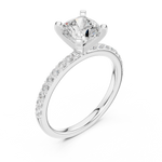 Gold Ring DDLR-040, Cushion center stone, White Gold, view 2